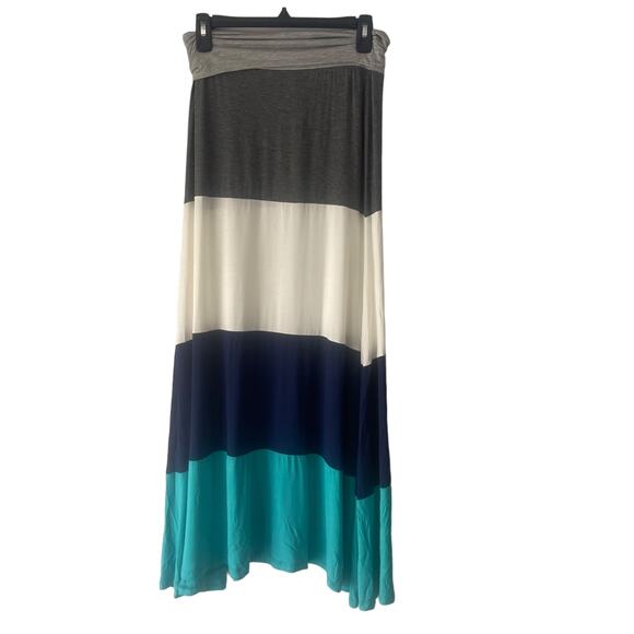Vanilla Bay Women's Size Large Grey Striped Multicolor Maxi Skirt - Picture 1 of 8
